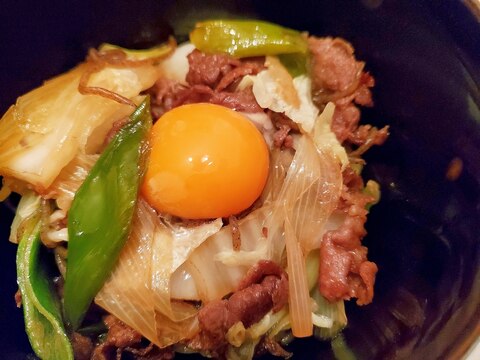 簡単☆手間抜き料理！すき焼き風どんぶり